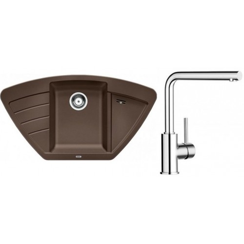 BLANCO SET 12 dřez ZIA 9 E muškát + dřezová baterie MILA chrom