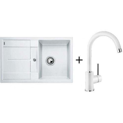 BLANCO Set dřez Metra 45 S Compact Silgranit bílá + baterie Mida bílá