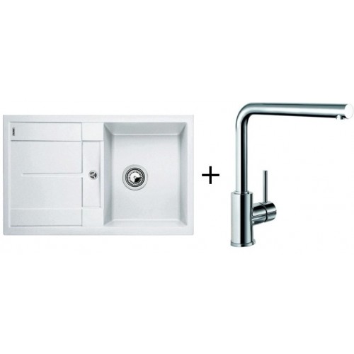 BLANCO Set dřez METRA 45 S Silgranit bílá + baterie MILA chrom BLANCO Set dřez METRA 45 S Silgranit bílá + baterie MILA chrom