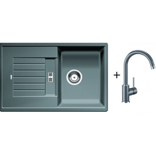 BLANCO Set dřez Zia 45 S Silgranit aluminium + baterie Mida aluminium