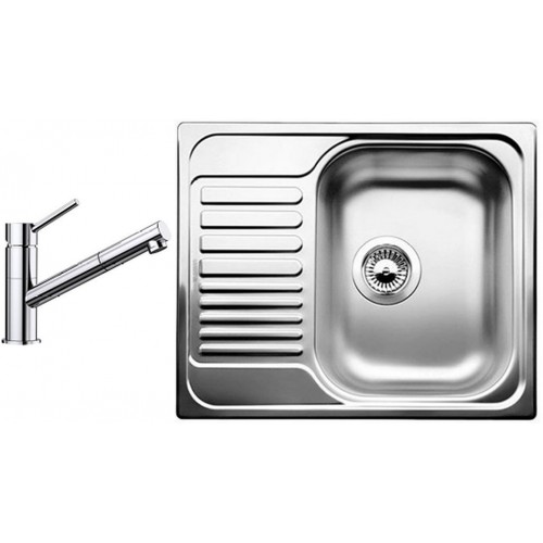 BLANCO set TIPO 45 S Mini nerez profilovaný 605 x 500 mm 516525 + KANO-S baterie chrom 521503