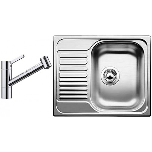 BLANCO set Tipo 45 S mini 3 1/2 nerez kartáčovaný 605 x 500 mm 516053 + TIVO-S baterie chrom 517648