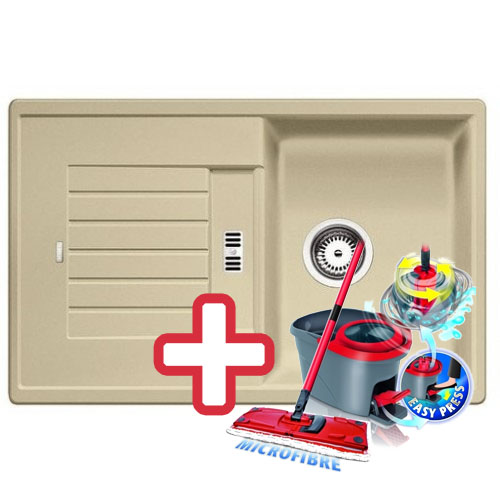 BLANCO Zia 45 S Silgranit Puradur II dřez, béžová champagne, 514728 + ZDARMA VILEDA MOP Easy Wring