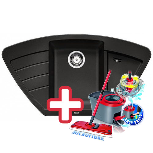 BLANCO Zia 9 E dřez včetně sifonu, antracit 514764 + ZDARMA VILEDA MOP Easy Wring BLANCO Zia 9 E dřez včetně sifonu, antracit 514764 + ZDARMA VILEDA MOP Easy Wring