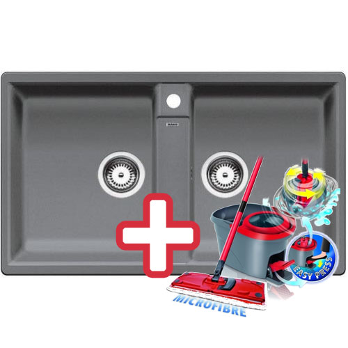BLANCO Zia 9 dřez bez excentru, včetně sifonu, aluminium 516677 + ZDARMA VILEDA MOP Easy Wring BLANCO Zia 9 dřez bez excentru, včetně sifonu, aluminium 516677 + ZDARMA VILEDA MOP Easy Wring
