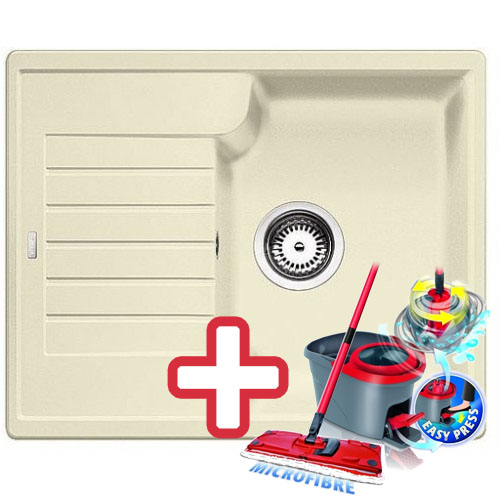 BLANCO Zia 40 S Silgranit dřez, jasmín, 516923 + ZDARMA VILEDA MOP Easy Wring BLANCO Zia 40 S Silgranit dřez, jasmín, 516923 + ZDARMA VILEDA MOP Easy Wring