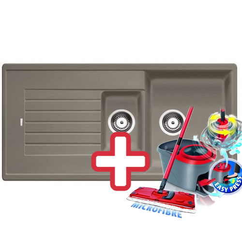 BLANCO Zia 6 S dřez Silgranit včetně sifonu, tartufo, 517419 + ZDARMA VILEDA MOP Easy Wring