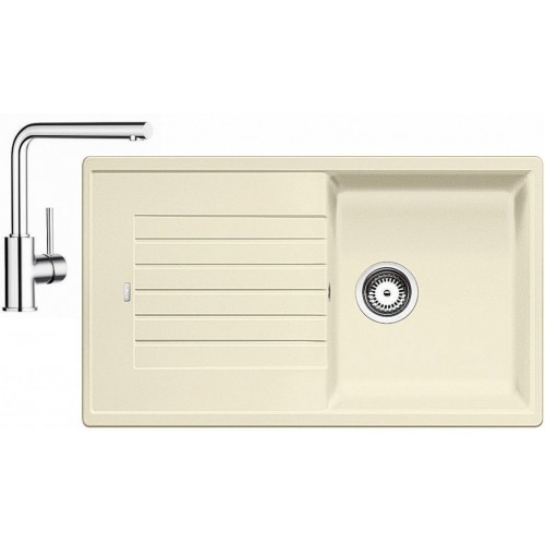BLANCO Set dřez ZIA 5 S dřez Silgranit jasmín + baterie Mila chrom BLANCO Set dřez ZIA 5 S dřez Silgranit jasmín + baterie Mila chrom
