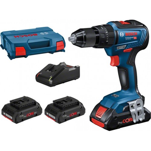 BOSCH GSB 18V-55 Aku vrtací šroubovák s příklepem 18V, 3x4,0Ah, L-Boxx 0615990L4L
