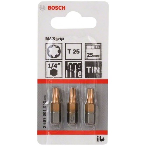 BOSCH Max Grip Šroubovací bit, T25, 25 mm, 3 ks 2607001693