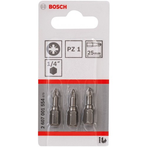 BOSCH Extra-Hart Šroubovací bit zvlášť tvrdý PZ 1, 25mm, 3ks 2607001554