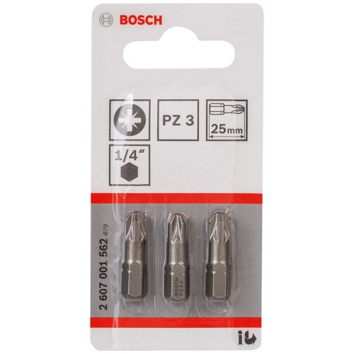 BOSCH Extra-Hart Šroubovací bit zvlášť tvrdý, PZ 3, 25 mm, 3ks 2607001562