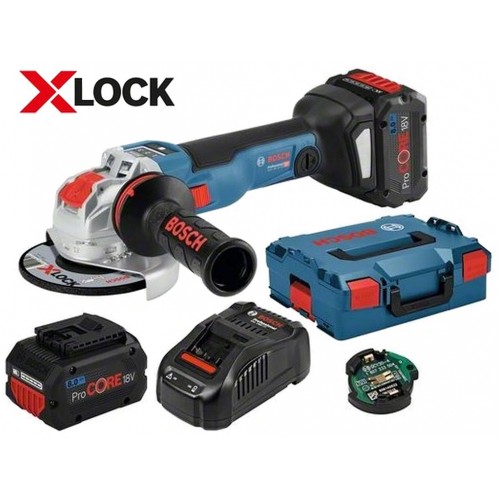 BOSCH GWX 18V-10 SC Professional Aku úhlová bruska 2x 18V 8.0Ah, s X-LOCK, 125mm 06017B0401