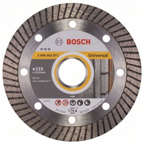 BOSCH Best for Universal Turbo Diamantový dělicí kotouč, 115 x 22,23 x 2,2 x 12 mm 2608602671