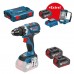BOSCH GSR 18 V-EC akumulátorový šroubák, L-BOXX, 2x 5,0 Ah akumulátor + EXTRA třetí akumulátor a svítilna GLI VariLED, 0.601.9E8.104