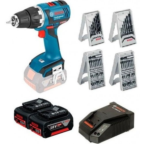 BOSCH GSR 18 V-EC Aku vrtačka + 2x aku 18V/4.0Ah + 68 příslušenství + L-Boxx 0615990HR8