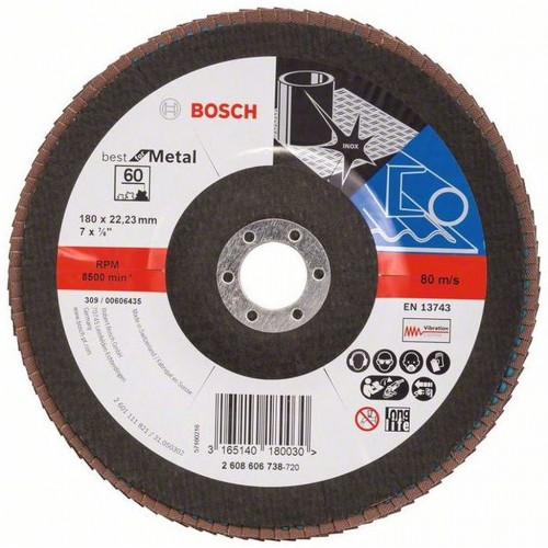 BOSCH Best for Metal Lamelový brusný kotouč X571, 180x22,2mm, 80 2608606739