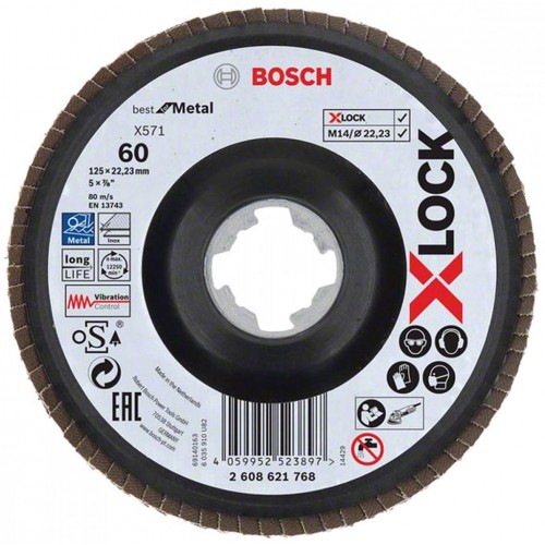 BOSCH X-LOCK Best for Metal Lamelový brusný kotouč X571, 125x22,23mm, G60, 2608621768