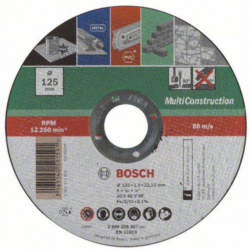 BOSCH Dělicí kotouč rovný, Multi Construction, 125x1mm 2609256307 BOSCH Dělicí kotouč rovný, Multi Construction, 125x1mm 2609256307