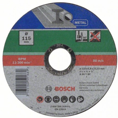 BOSCH Dělicí kotouč rovný 115x1,6 mm, kov 2609256314