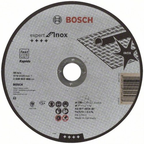 BOSCH Dělicí kotouč rovný Expert for Inox - Rapido, 180x1,6 mm 2608603406