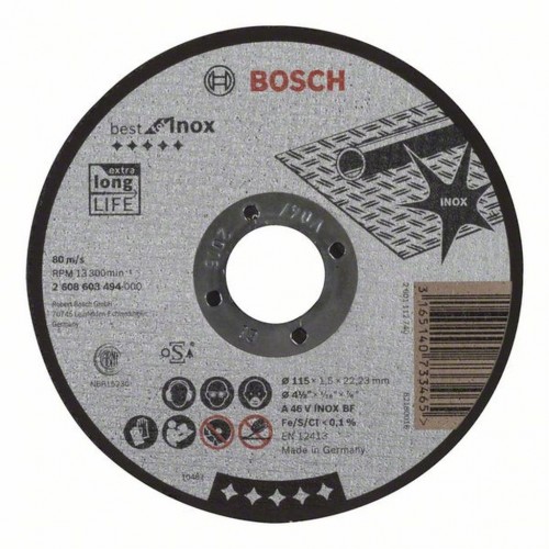 BOSCH Best for Inox Dělicí kotouč rovný, 115 x 22,23 x 1,5 mm 2608603494