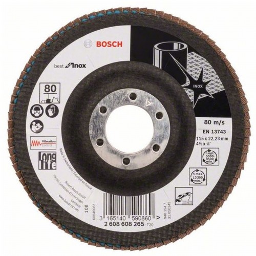 BOSCH Best for Inox Lamelový brusný kotouč X581, 115x22,23 mm, 80, 2608608265