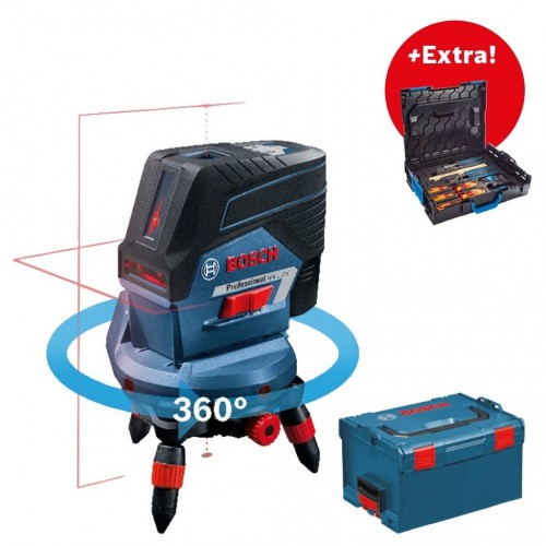 BOSCH GCL 2-50 C křížový laser + RM3 otočný držák + L-BOXX 06159940KG + EXTRA sada nářadí GEDORE