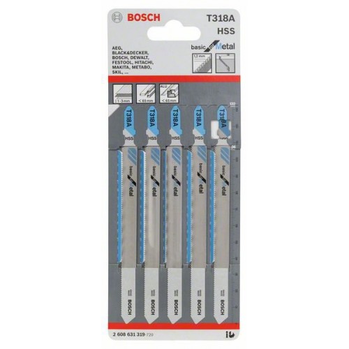 BOSCH Pilový plátek do kmitací pily T 318 A, 5ks 2608631319 BOSCH Pilový plátek do kmitací pily T 318 A, 5ks 2608631319