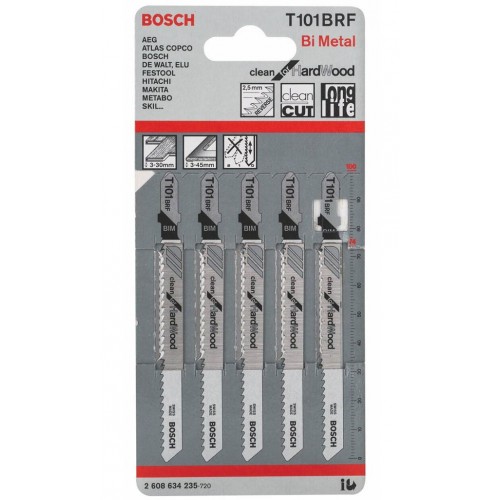 BOSCH Pilový plátek do kmitací pily T 101 BRF, 100 mm, 5 ks 2608634235