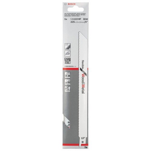 BOSCH Pilový plátek do pily ocasky S 1122 HF Flexible for Wood and Metal 5ks 2608656021