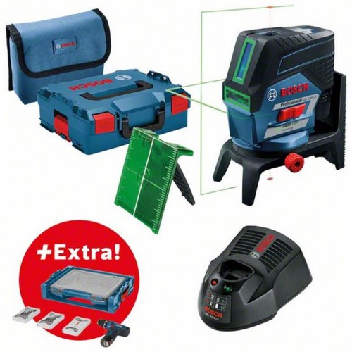 BOSCH GCL 2-50CG Křížový laser + GSR 12V-15 Aku šroubovák + 39ks příslušenství + kufr 06159940L6