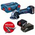 BOSCH GWS 18-125 V-LI Akumulátorová úhlová bruska + 2× akumulátor GBA 18V 4.0Ah + L-BOXX + multifunkční nářadí Swiss Peak, 060193A30B