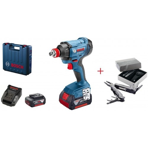 BOSCH GDX 180-LI Aku rázový utahovák + 2× 3.0 Ah + Multifunkční nářadí Swiss Peak 0615990K9W
