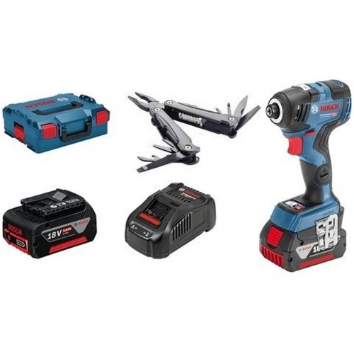 BOSCH GDR 18V-200 C + 2× akumulátor GBA 18V 5.0Ah + L-BOXX 136 + multifunkční nářadí Swiss Peak 0615990K9Z