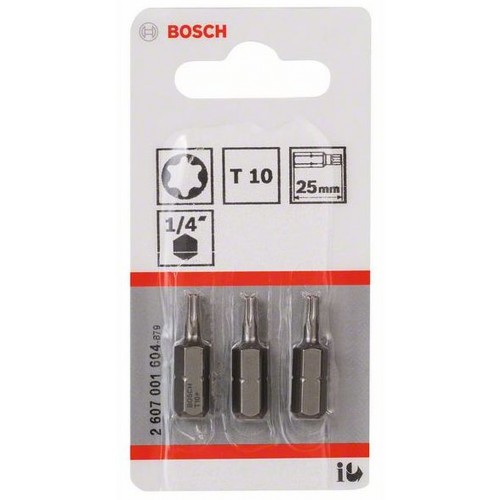 BOSCH Extra-Hart Šroubovací bit zvlášť tvrdý, T10, 25 mm, 3ks 2607001604