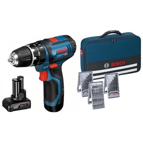 BOSCH GSB 12V-15 Aku šroubovák + 1 x 2,0 Ah + 1 x 4,0 Ah + příslušenství 0.615.990.HR9