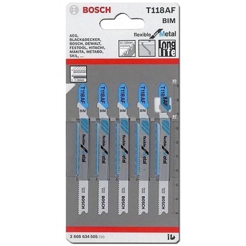 BOSCH Pilový plátek do kmitací pily T 118 AF, 92 mm, 5 ks 2608634505