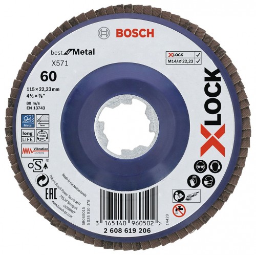 BOSCH X-LOCK Best for Metal Lamelový brusný kotouč X571, 115x22,23mm, G80, 2608619207