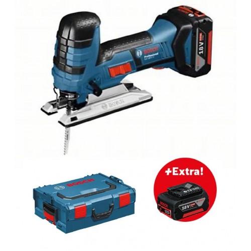 BOSCH GST 18 V-LI S přímočará pila kmitací, L-BOXX, 2x 5,0 Ah akumulátor 0.601.5A5.104 + akumulátor GBA 18 V 5,0 Ah ZDARMA