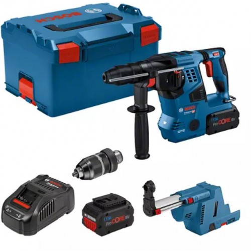 BOSCH GBH 18V-28 CF Vrtací kladivo SDS-Plus, GDE 18V-16, L-BOXX, 2x 8.0Ah 0611921003