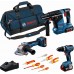 BOSCH Sada nářadí PROFESSIONAL GSB + GWS + GBH + 3x 5,0Ah + šroubováky a kleště 0615A5007H