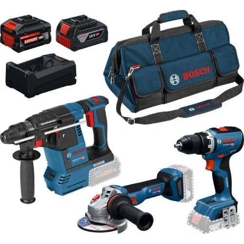 BOSCH Sada nářadí PROFESSIONAL GSR + GBH + GWS + 1x GBA 5,0Ah + 1× EXBA + GAL 0615A500AJ