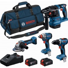 BOSCH PROFESSIONAL Sada nářadí GSR+GDX+GBH+GWS+2× 5,0 Ah+GAL18V-40 0615A500BK