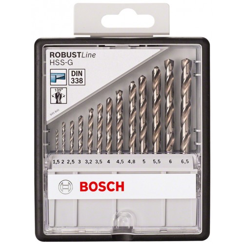 BOSCH Sada spirálových vrtáků do kovu HSS-G, Robust Line, 135° 1,5–6,5 mm, 13 kusů 2607010538