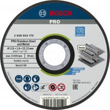 BOSCH Řezací kotouč PRO Stainless Steel and Metal, 115 × 1,6 × 22,23mm, rovný 2608603170