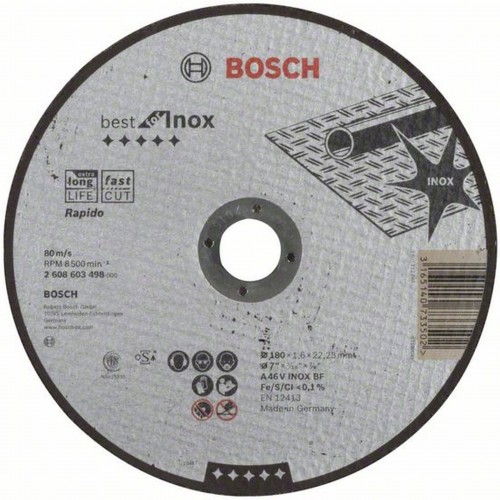 BOSCH Best for Inox – Rapido Dělicí kotouč rovný 180 x 22,23mm 2608603498