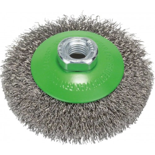 BOSCH Kuželový kartáč, zvlněný drát, 100, nerezová ocel 100 mm, 0,35 mm, M14 2608622108