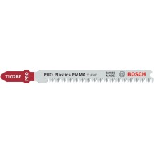 BOSCH Pilový plátek pro přímočaré pily PRO Plastics PMMA clean T102BF 92 mm, 3 ks 2608636780