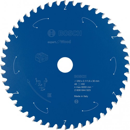 BOSCH Pilový kotouč Expert for Wood pro akumulátorové pily 254×2,1/1,6×30 T48 2608644686